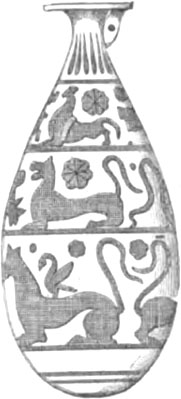 Gefäß zur Aufbewahrung von Salben aus bemaltem Ton
