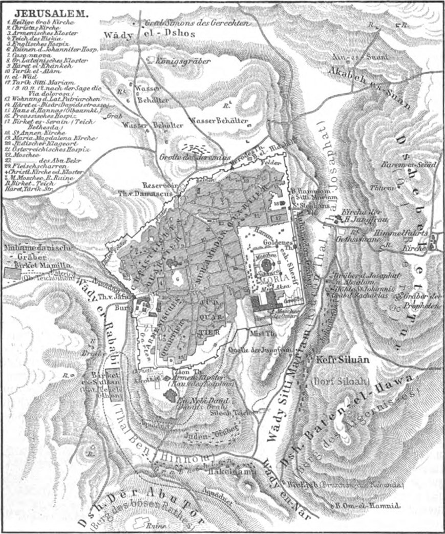 Plan des jetzigen Jerusalem
